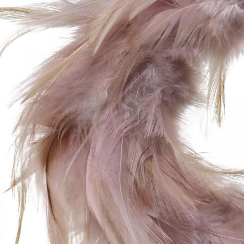 Product Feather wreath small pink, brown-red Ø10.5cm Easter decoration real feathers