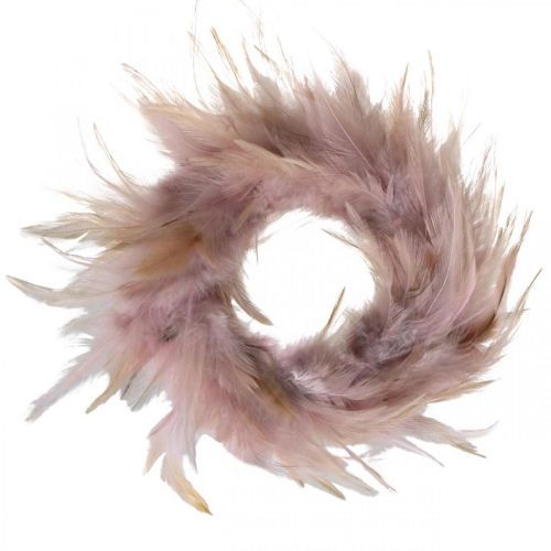 Floristik24 Feather wreath small pink, brown-red Ø10.5cm Easter decoration real feathers