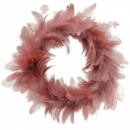 Floristik24 Easter decoration feather wreath old pink Ø25cm spring decoration
