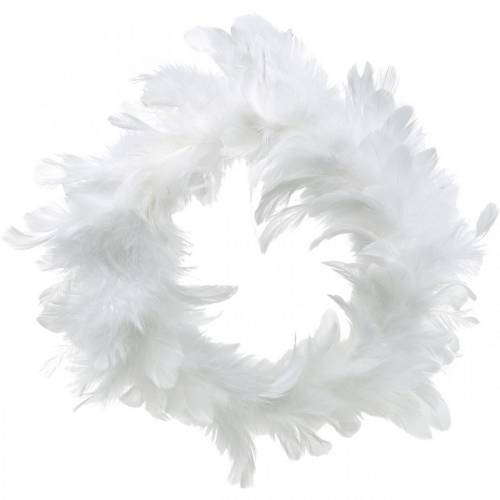 Floristik24 White feather wreath decoration Ø25cm Easter decoration Real feathers