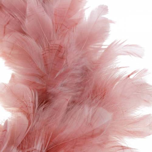 Floristik24 Deco feather wreath large old pink Easter decoration Ø24cm real feather