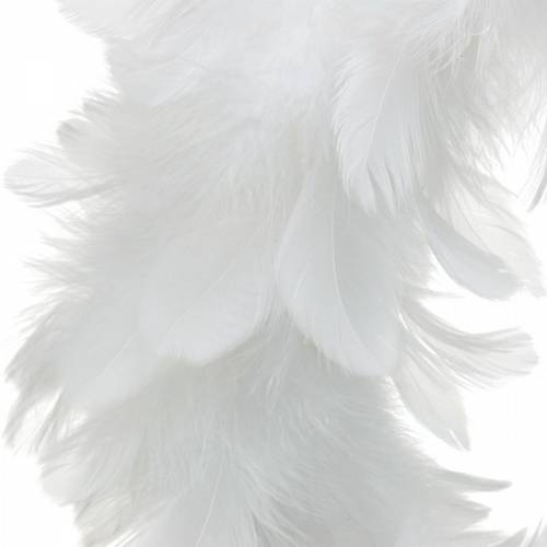 Product Easter decoration feather wreath large white Ø24cm real feathers