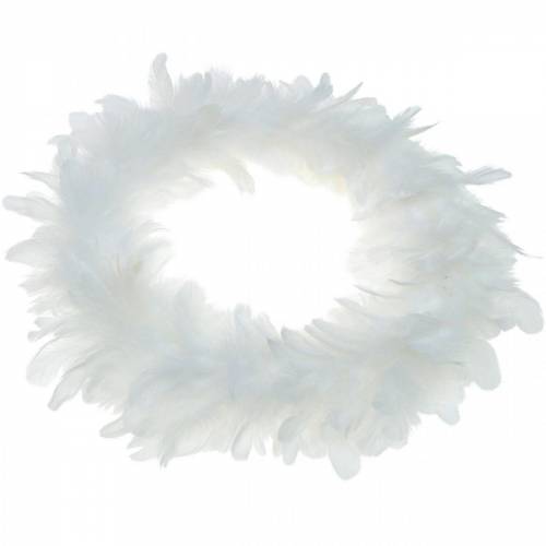 Floristik24 Easter decoration feather wreath large white Ø24cm real feathers
