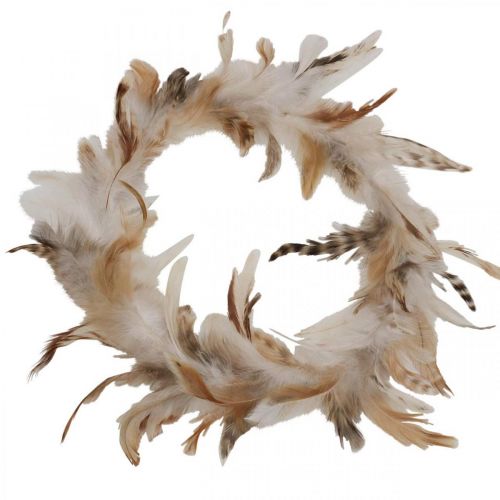 Floristik24 Wreath of feathers deco feathers nature window decoration Ø20cm 3pcs