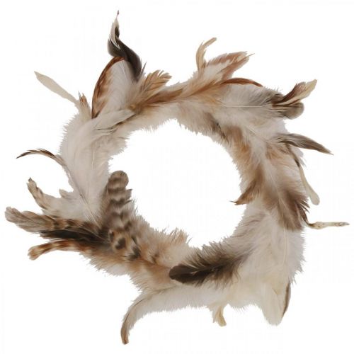 Floristik24 Wreath of feathers deco feathers nature Easter decoration Ø15cm 4pcs