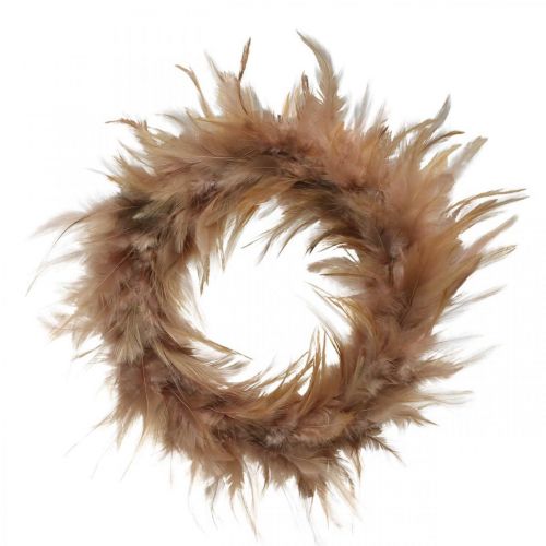 Product Feather wreath pink, red-brown Ø16cm Real feathers spring decoration