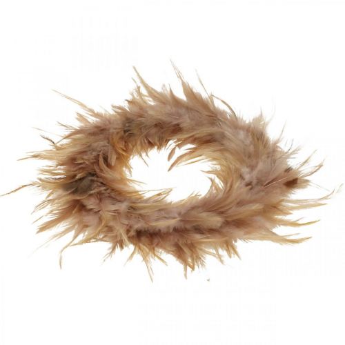 Product Feather wreath pink, red-brown Ø16cm Real feathers spring decoration