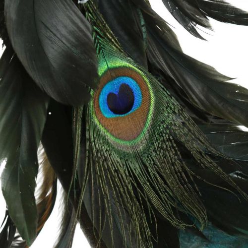 Floristik24 Feather wreath peacock decorative wreath real peacock feathers Ø30cm