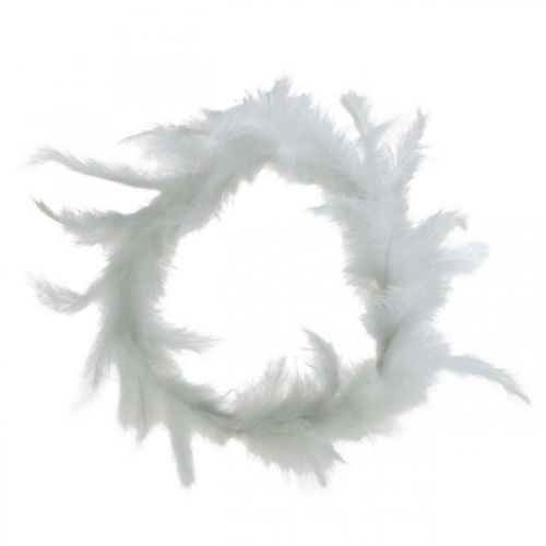 Floristik24 Feather wreath white Ø20cm decorative wreath spring real feathers 3 pieces