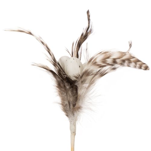 Product Feather branch decorative stakes with natural feathers, Easter decoration for elegant arrangements, 37cm, 12 pieces