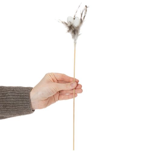 Product Feather branch decorative stakes with natural feathers, Easter decoration for elegant arrangements, 37cm, 12 pieces