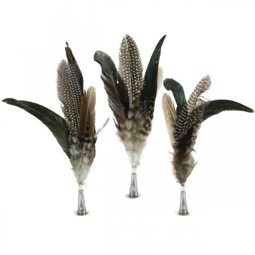 Product Plume on metal spring Spring decoration Real feathers 25cm 5pcs