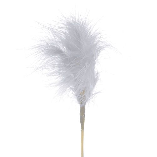 Floristik24 Feathers to stick white L35cm 12pcs