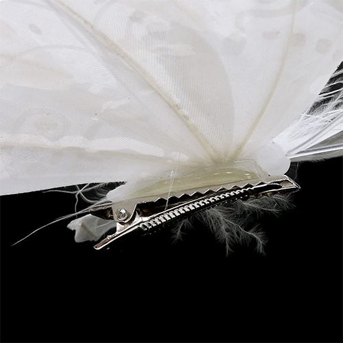 Floristik24 Feather butterfly 11,5cm with clip white 3pcs