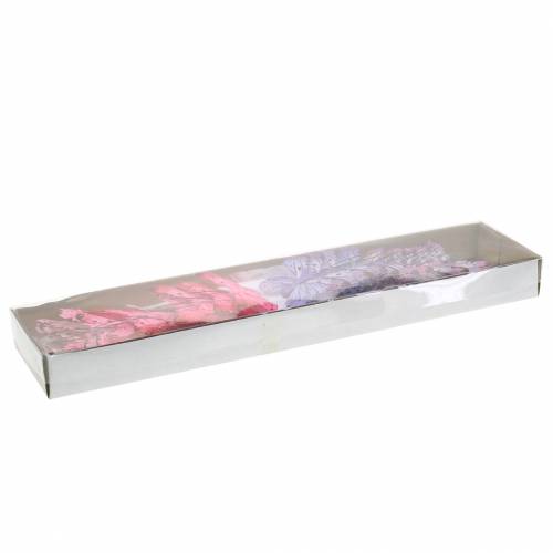 Floristik24 Feather butterfly metal wire pink, purple 7cm 12 p