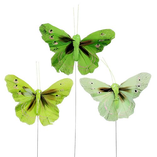 Feather butterfly 8,5cm green 12pcs