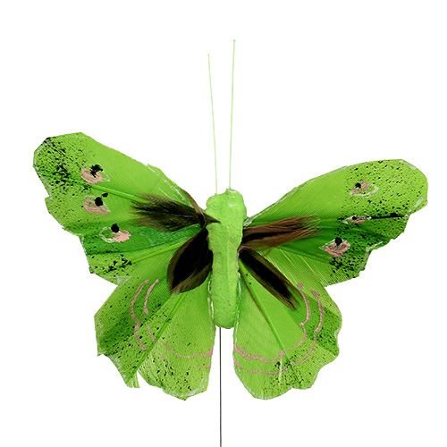 Product Feather butterfly 8,5cm green 12pcs