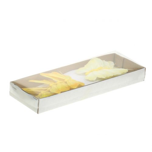 Floristik24 Feather butterflies yellow 8.5cm 12pcs