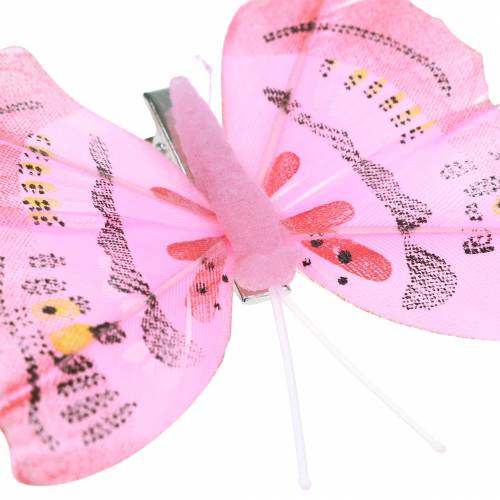 Product Butterfly on clip pink 6cm 10 pieces