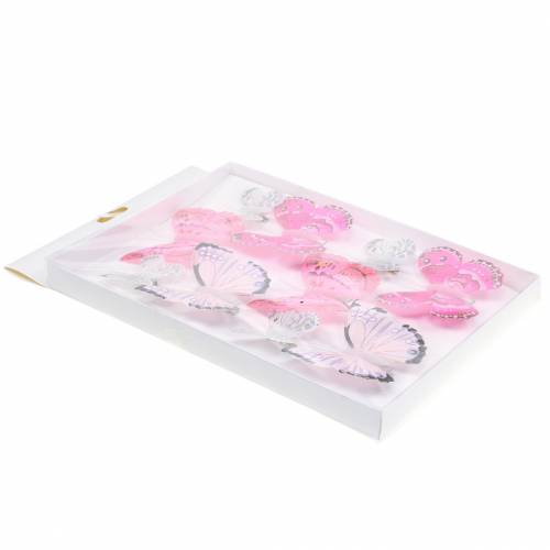 Floristik24 Butterfly on clip pink 6cm 10 pieces