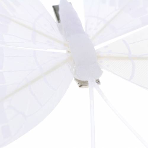 Product Feather butterfly on clip white 6cm 10 pieces