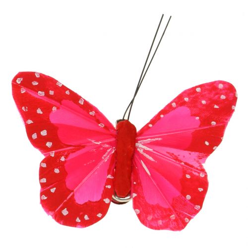 Floristik24 Feather butterflies on clip multicolored 7cm 12pcs