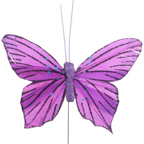 Product Feather butterflies purple 8.5cm 12pcs
