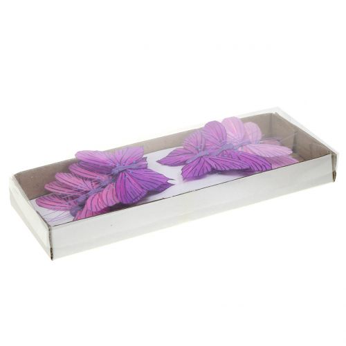 Floristik24 Feather butterflies purple 8.5cm 12pcs