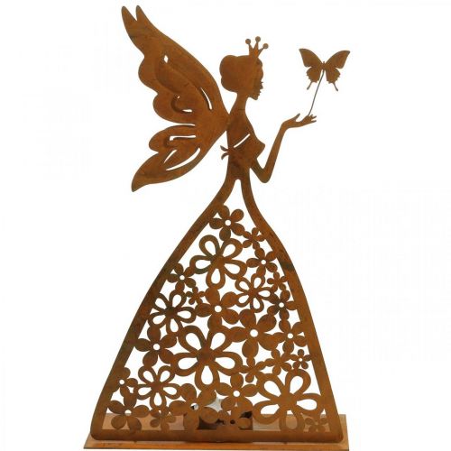 Floristik24 Butterfly elf, table decoration spring, tealight holder, metal decoration patina H32.5cm Ø5cm