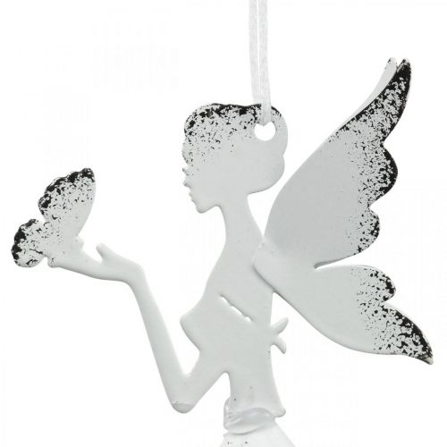 Product Hanging Pendant Elf Decoration Metal White Ø6cm H9cm 4 Pcs