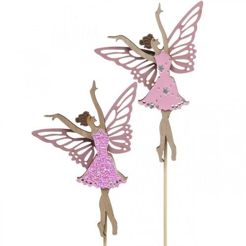 Floristik24 Flower decoration, elf to stick, spring decoration, decorative plug dancing fairy nature, pink 6pcs