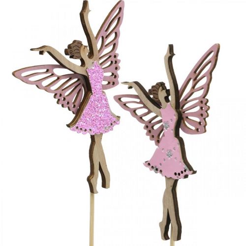 Floristik24 Flower decoration, elf to stick, spring decoration, decorative plug dancing fairy nature, pink 6pcs