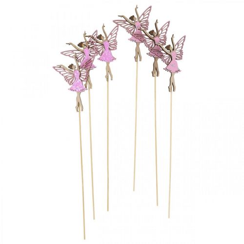 Floristik24 Flower decoration, elf to stick, spring decoration, decorative plug dancing fairy nature, pink 6pcs