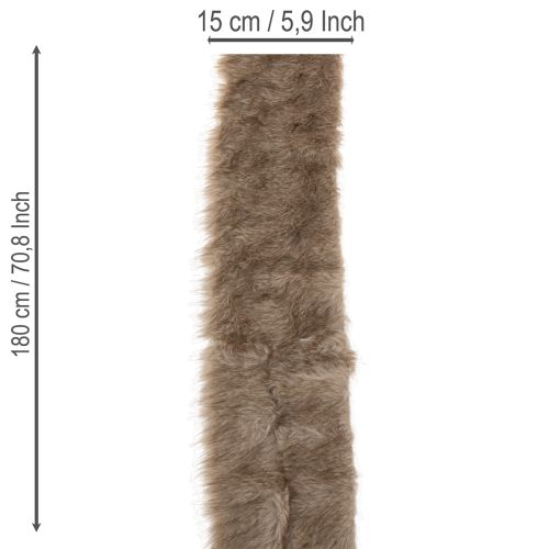 Faux Fur Ribbon for Decoration and Crafting, 15x180cm, Set of 2, Brown | Floristik24.co.uk