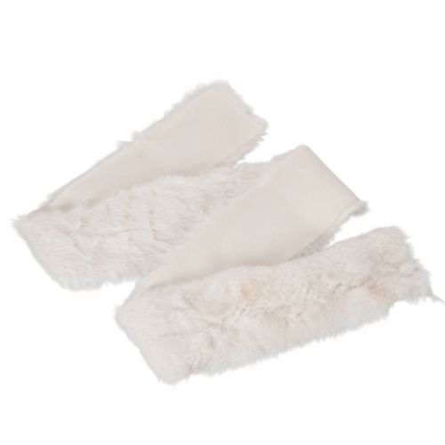 Faux Fur Decorative Ribbon Roll White 10mm x 1.4m (Set of 3) | Floristik24.co.uk