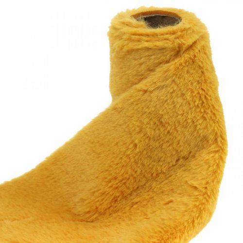 Product Fur ribbon yellow faux fur for handicrafts table runner 15 × 150cm