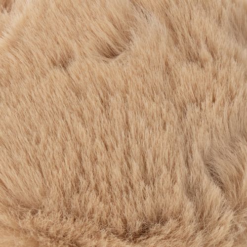 Soft Synthetic Pom-Pom Christmas Ornament Ball 10cm Beige and White for Indoor Use | Floristik24.co.uk
