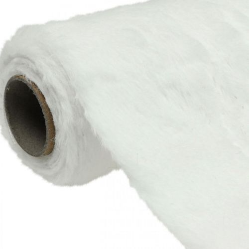 Floristik24 Table runner faux fur white decorative fur table band 15×200cm