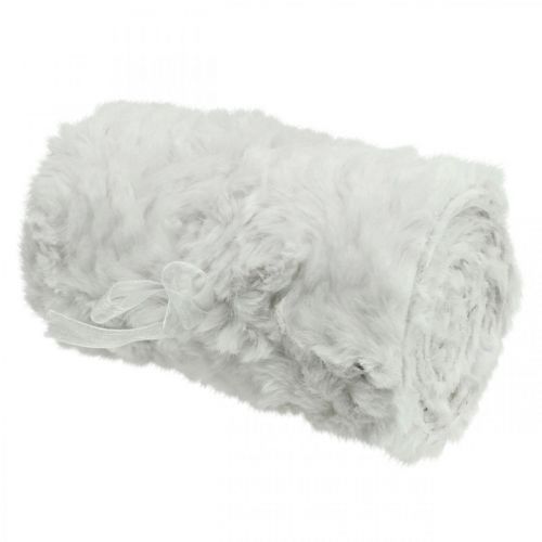 Floristik24 Table runner, faux fur white, table runner, decorative fur 15×200cm