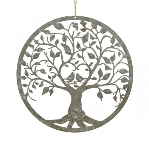 Window decoration spring, hanging decoration metal tree gray Ø25cm 2pcs
