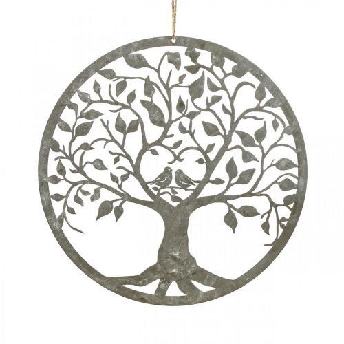 Floristik24 Window decoration spring, hanging decoration metal tree gray Ø25cm 2pcs