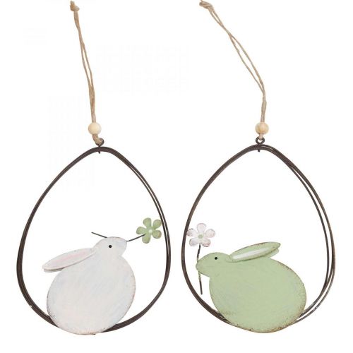 Floristik24 Window decoration, Easter bunny metal, hanging decoration Easter 15cm 4pcs green white