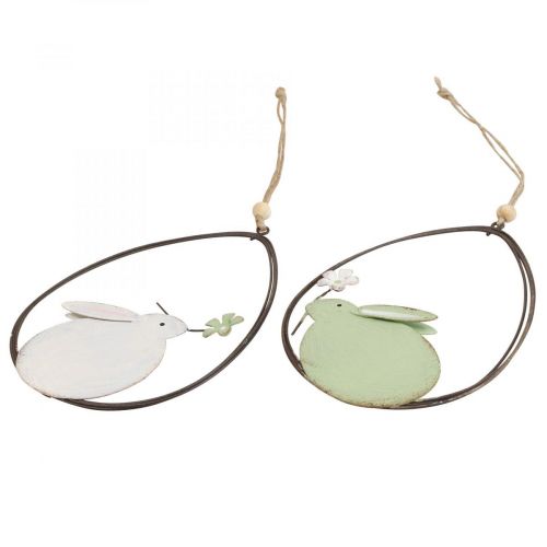 Floristik24 Window decoration, Easter bunny metal, hanging decoration Easter 15cm 4pcs green white