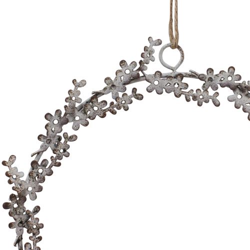 Product Window decoration door wreath flower wreath metal white Ø16.5cm