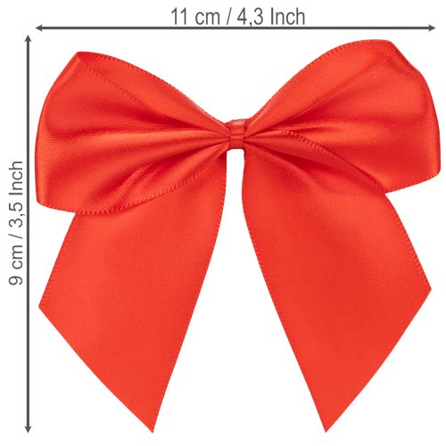 Red Pre-Tied Fabric Decorative Bows with Adhesive Backing, 11cm, Pack of 25 | Floristik24.co.uk