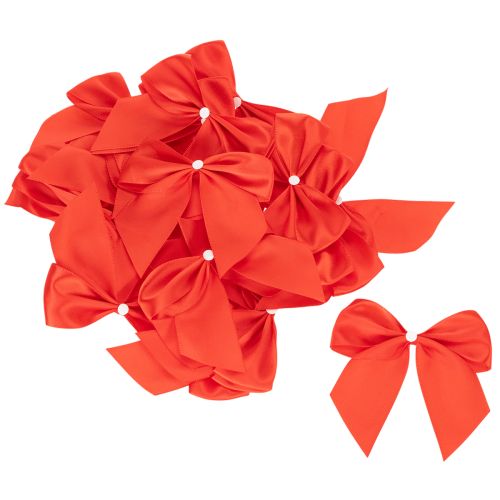 Red Pre-Tied Fabric Decorative Bows with Adhesive Backing, 11cm, Pack of 25 | Floristik24.co.uk