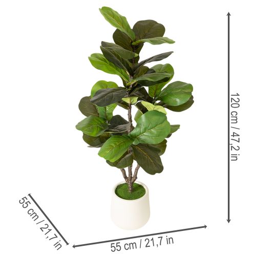 Kunst Fiddle Leaf Fig Tree 120 cm, Green Leaves, Indoor Decoration | Floristik24.co.uk