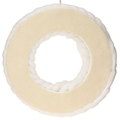 Product Felt decoration wool decorative wreath in white for hanging Ø25cm