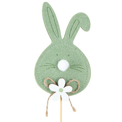 Floristik24 Felt Easter Bunnies on Wooden Stake Green 12cm 12pcs