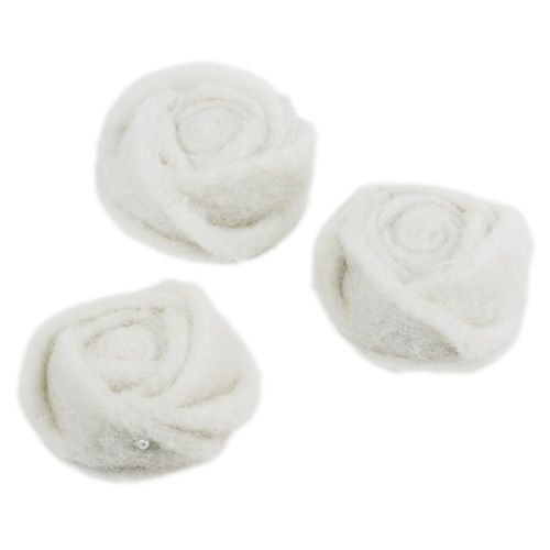 Floristik24 Felt rose white Ø6cm 9p